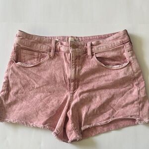 Universal Thread Acid Wash Pink Denim High Rise Midi Shorts Size 14